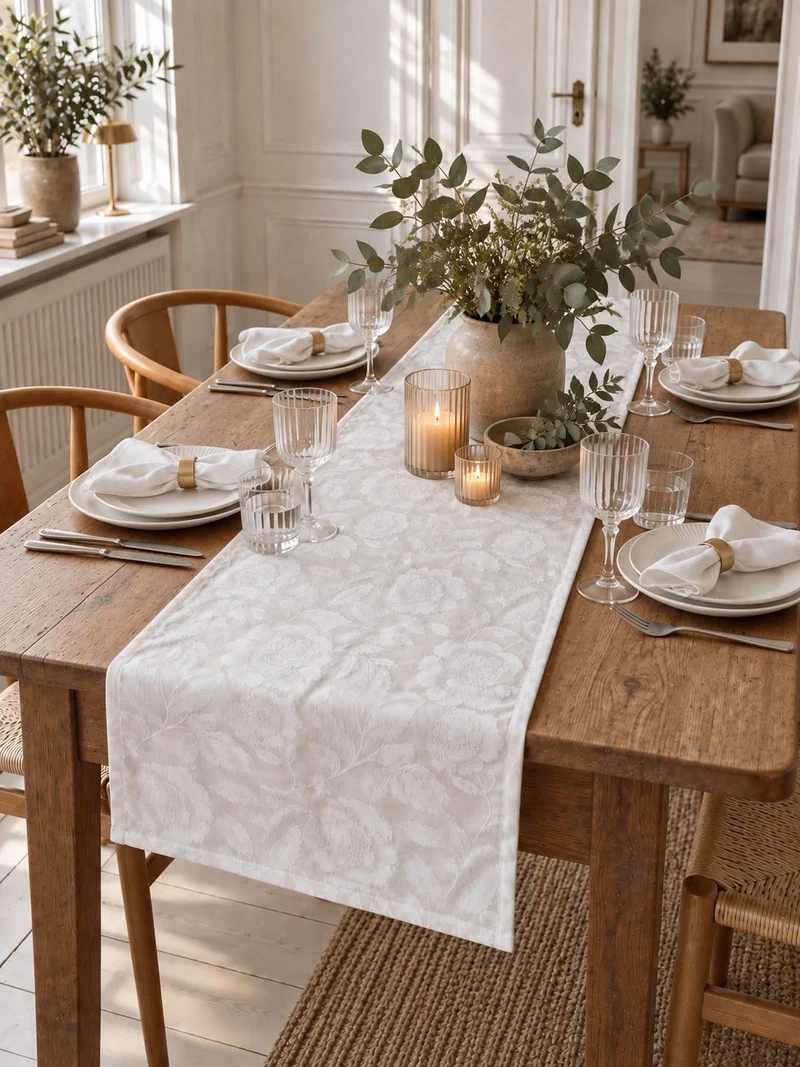 Tischläufer JACQUARD weiß
