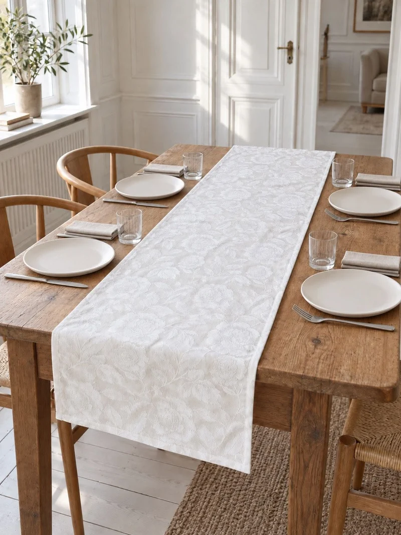 Tischläufer JACQUARD weiß
