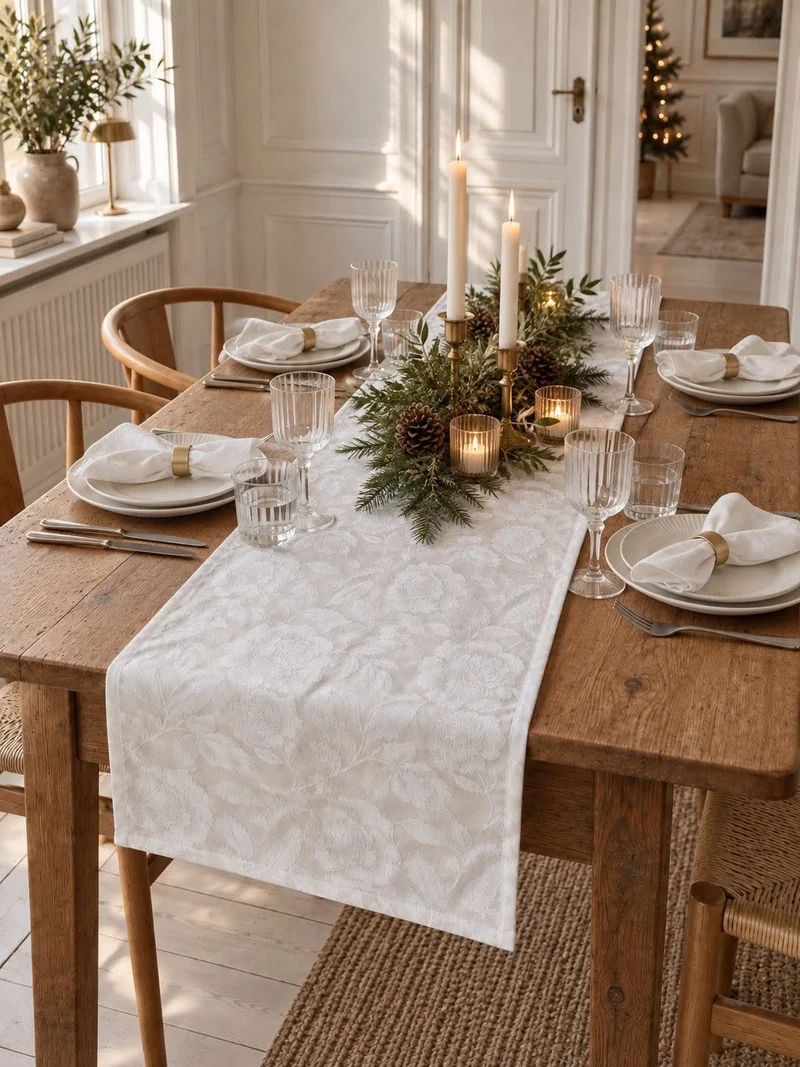 Tischläufer JACQUARD weiß
