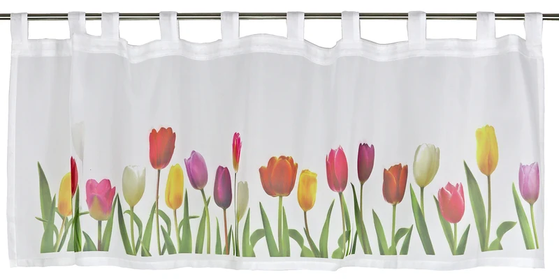 Scheibengardine Schlaufen Panneaux HxB 50x140cm Tulpen 4071