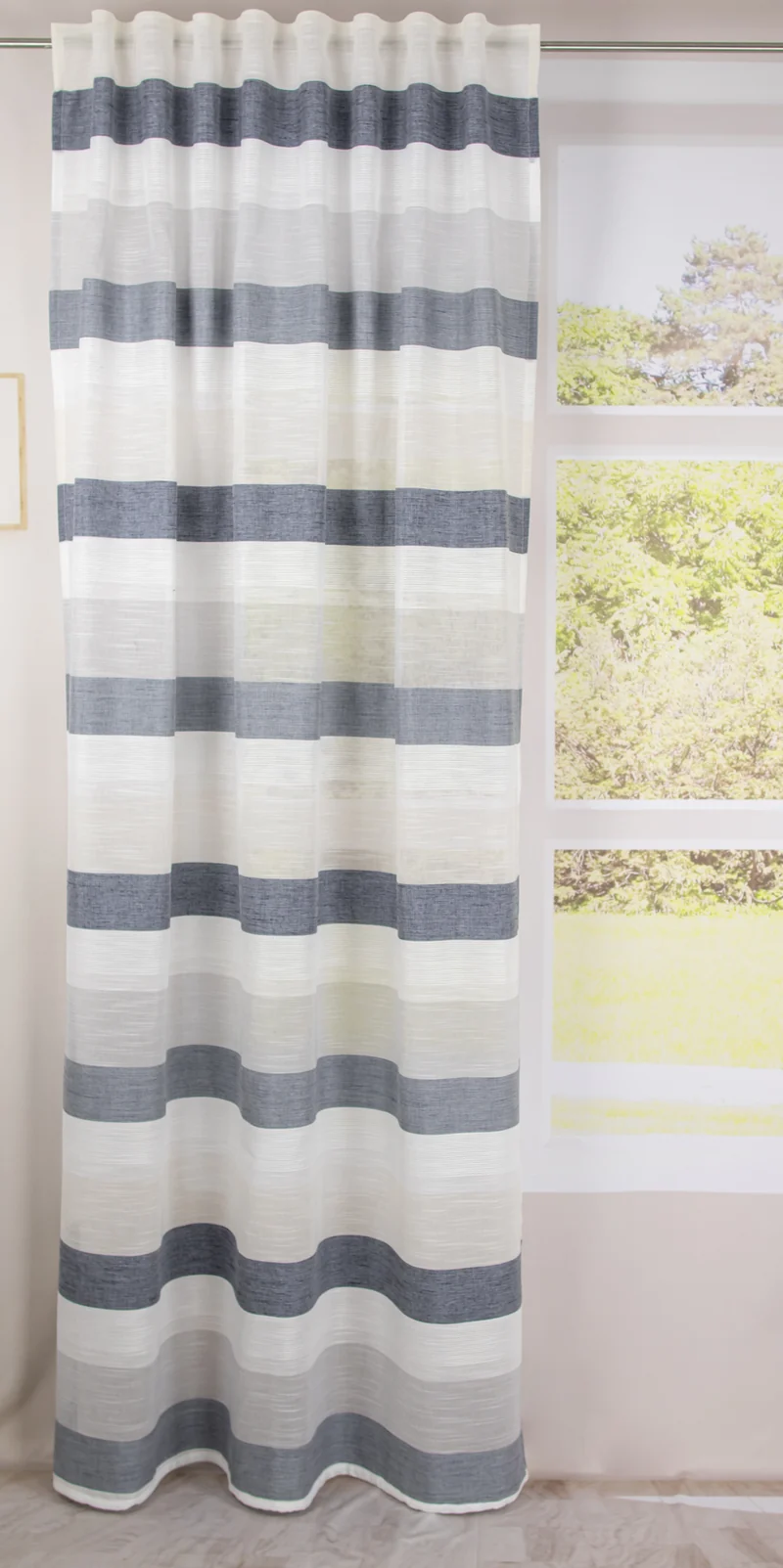 Schlaufenschal 2522 Streifen Quer 140x245 cm weiß anthrazit