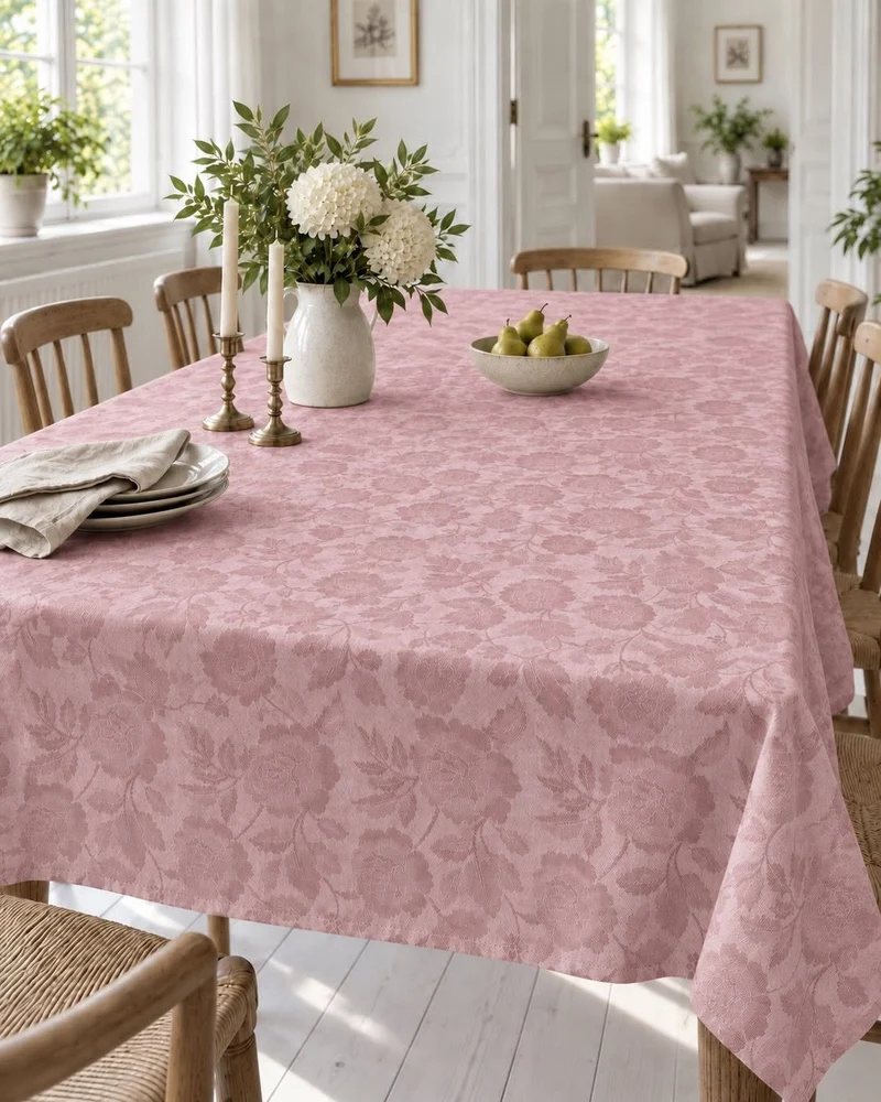 Tischdecke JACQUARD flower - Rosa