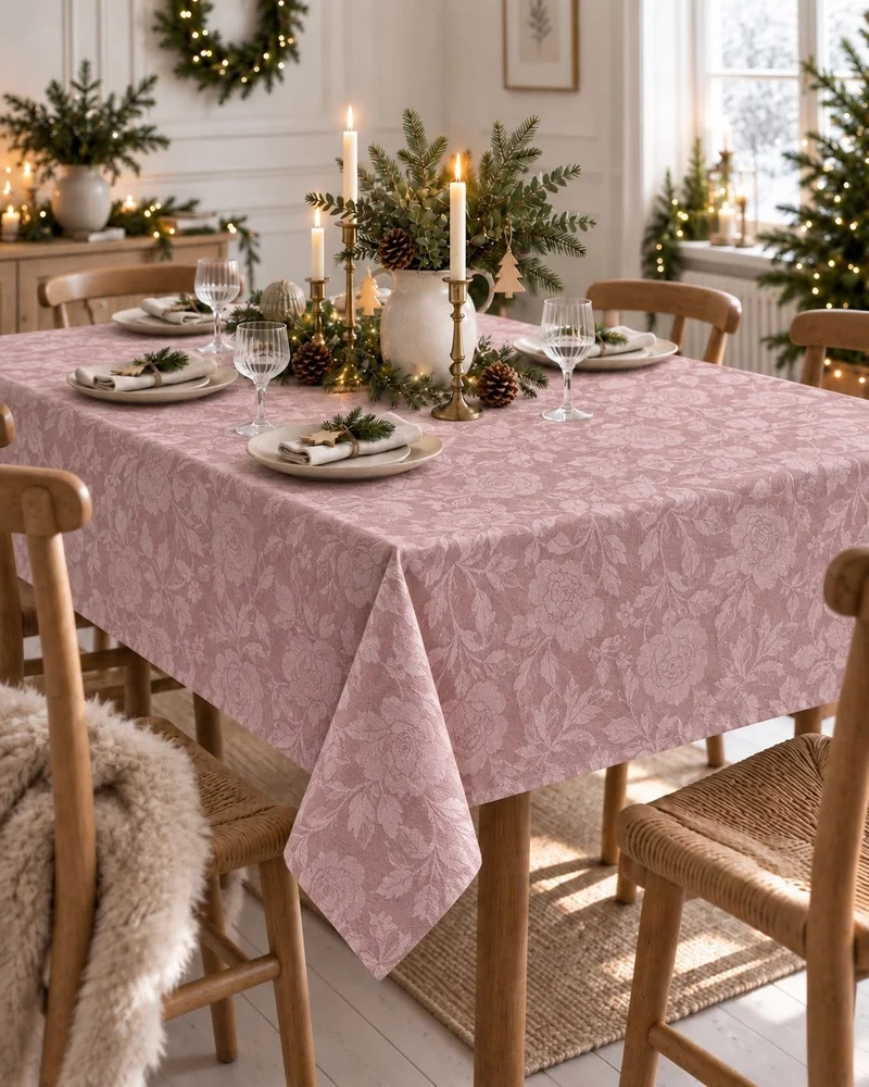 Tischdecke JACQUARD flower - Rosa