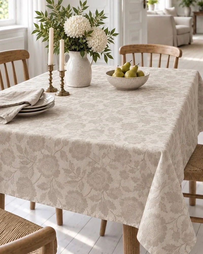 Tischdecke JACQUARD flower - Sand