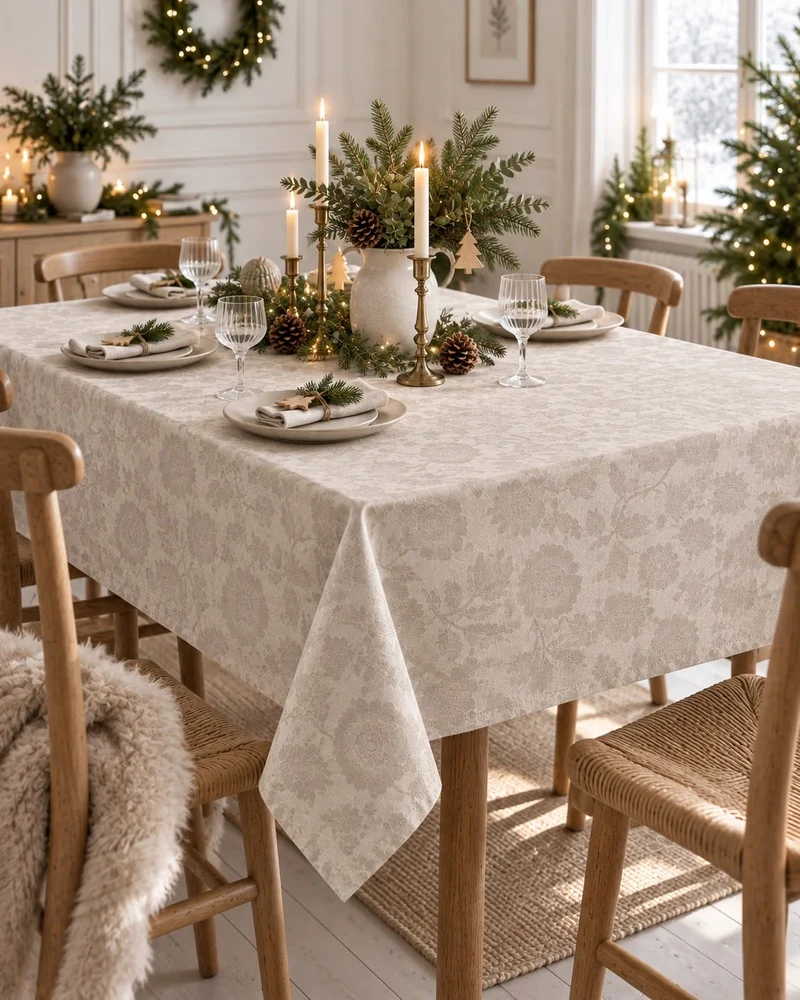 Tischdecke JACQUARD flower - Sand