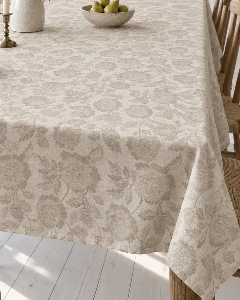 Tischdecke JACQUARD flower - Sand