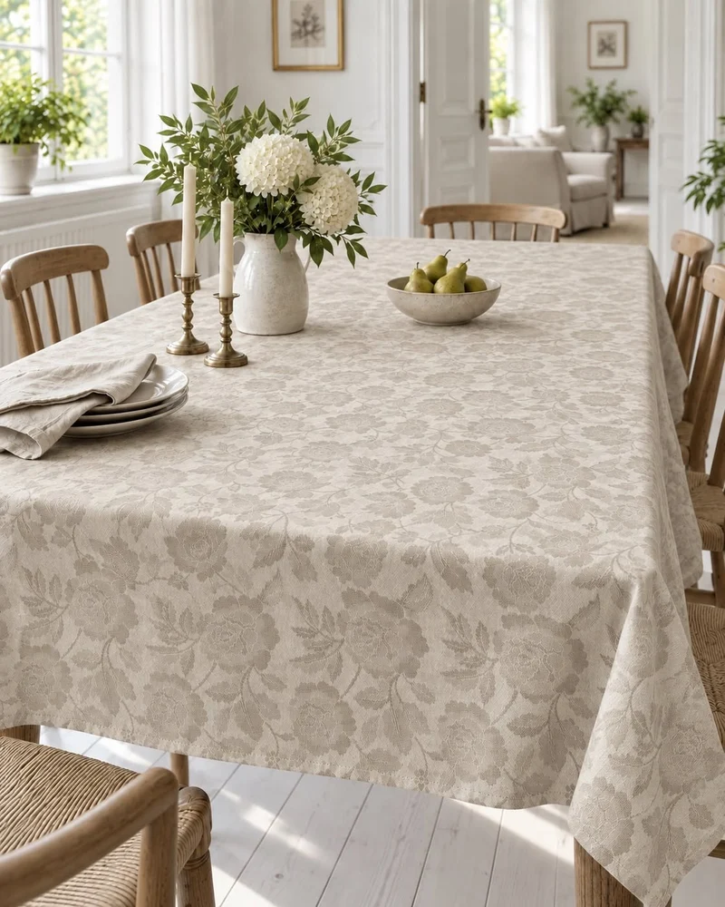 Tischdecke JACQUARD flower - Sand