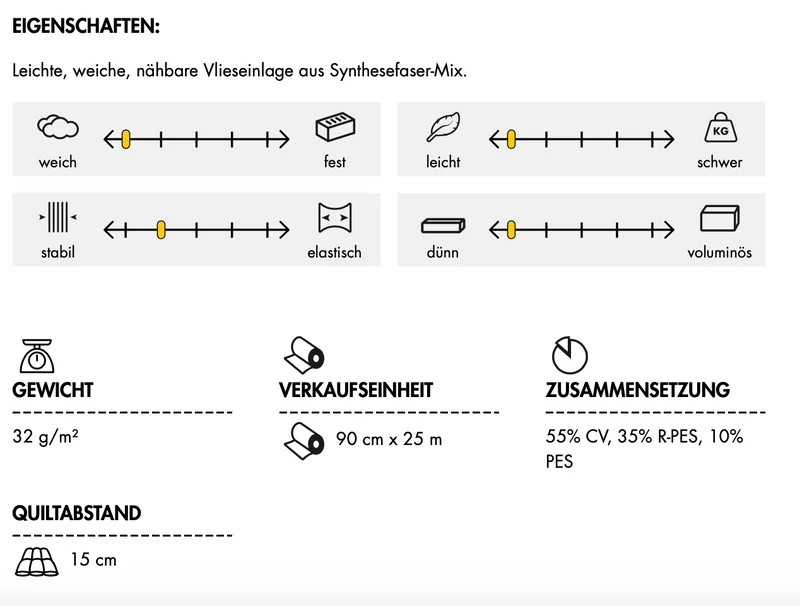 Näheinlage Vlieseline ® L11 weiß