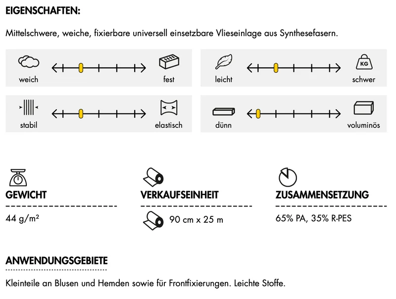 Gewebeeinlage Vlieseline ® G 405 anthrazit