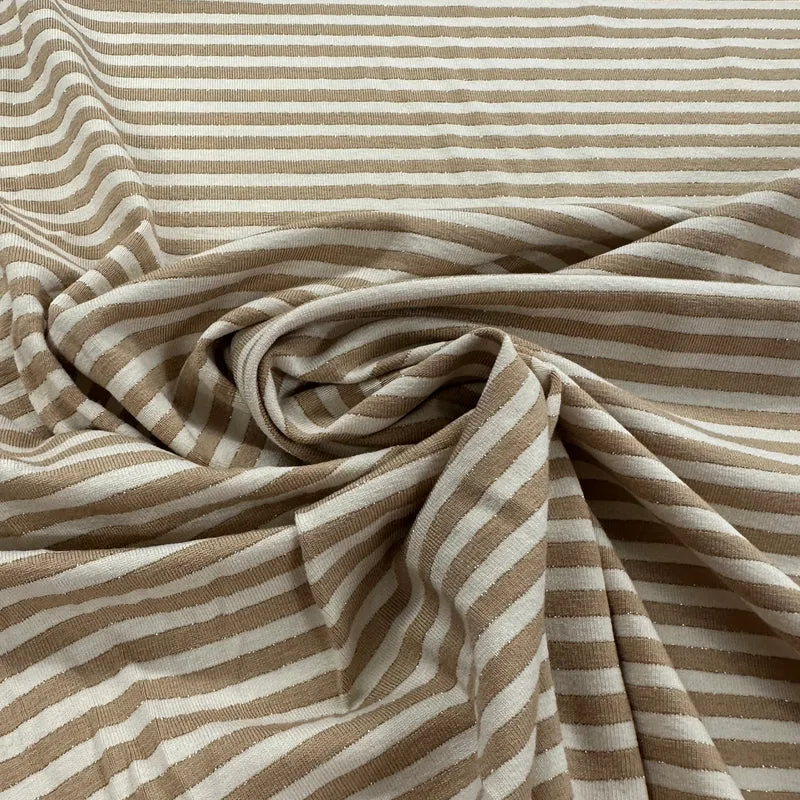 No. 1726 Viskosejersey camel beige gestreift Lurex