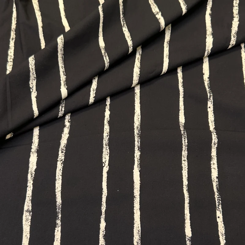 No. 1394 Baumwoll Poplin Pinselstreifen schwarz | beige
