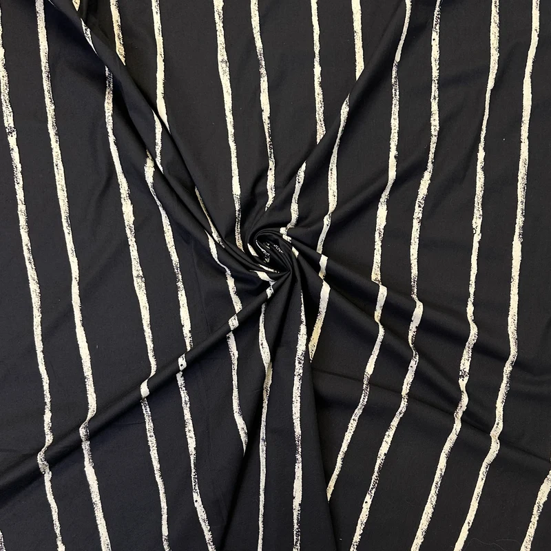 No. 1394 Baumwoll Poplin Pinselstreifen schwarz | beige