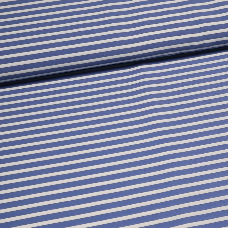 No. 1410 Baumwoll-Poplin Stretch blau | weiß gestreift