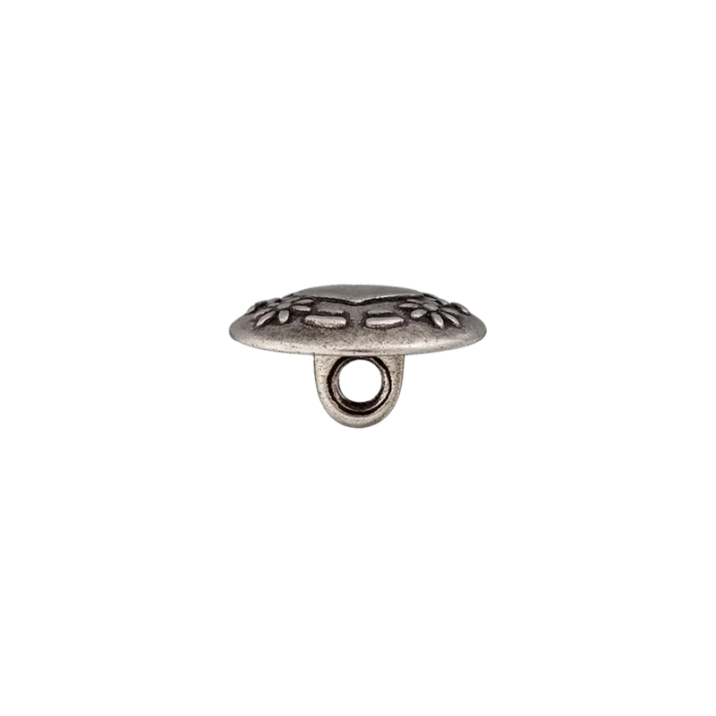 Trachtenknopf Öse Herz&Blumen 15mm altsilber