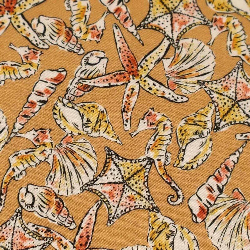 No. 1774 Viskose Twill Muscheln & Seesterne