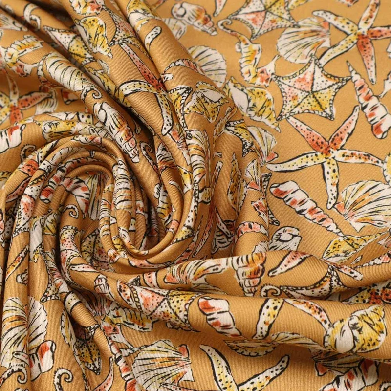 No. 1774 Viskose Twill Muscheln & Seesterne