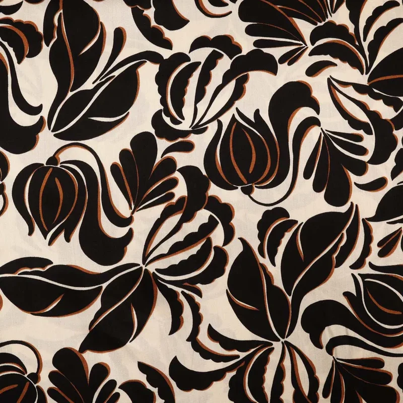 No. 1779 Viskose Blätter ecru schwarz