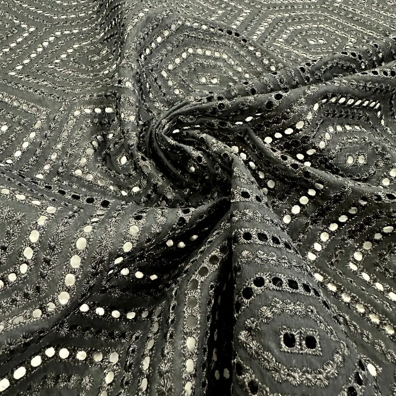 No. 1699 bestickte Baumwolle schwarz