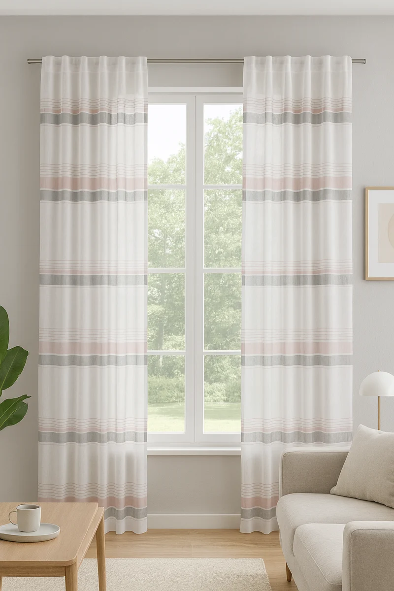 Schlaufenschal 2521 Streifen Quer 140x245 cm rose grau