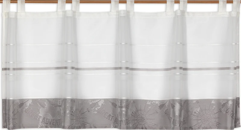 Design Schlaufen Scheibengardine weiß-anthrazit 2295