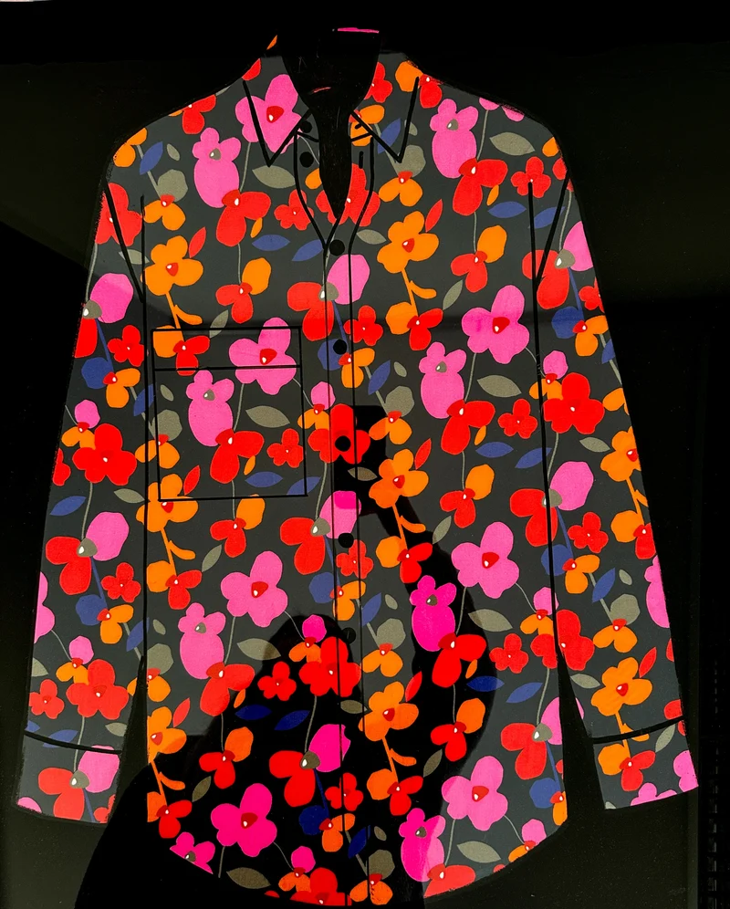 No. 1610 Viskose Druck Blumen orange pink