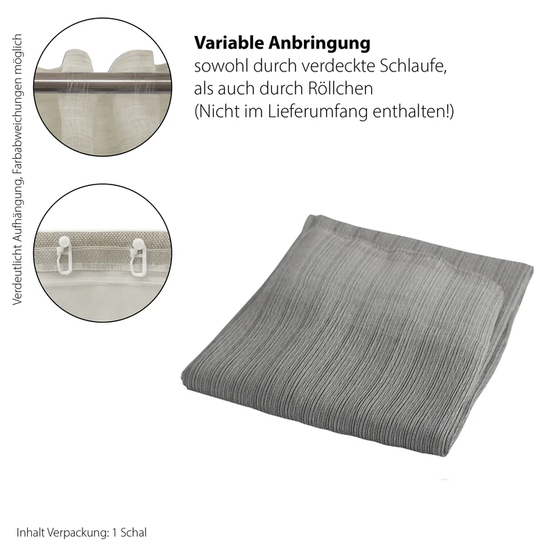 Fertigschal Nian silber mit verdeckter Schlaufe BxH 140x245cm