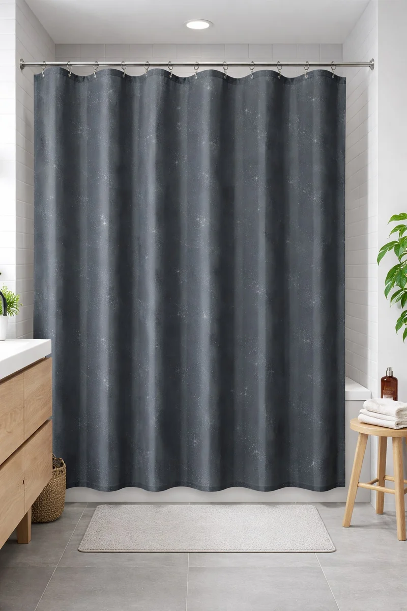 Textil-Duschvorhang Strass grau silber BxH 180x200cm