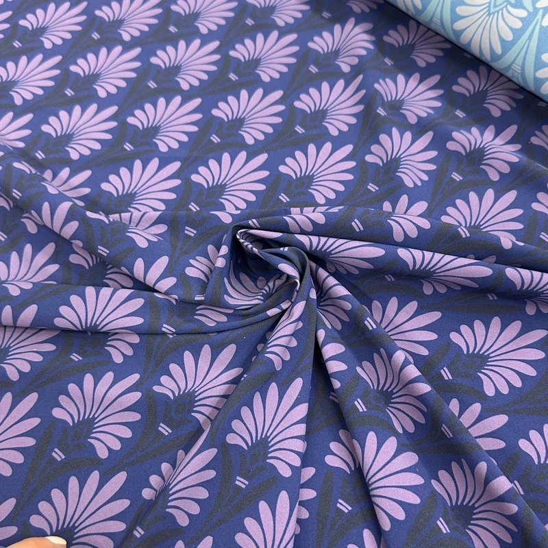 No. 1665 Badestoff gemustert lila | blau