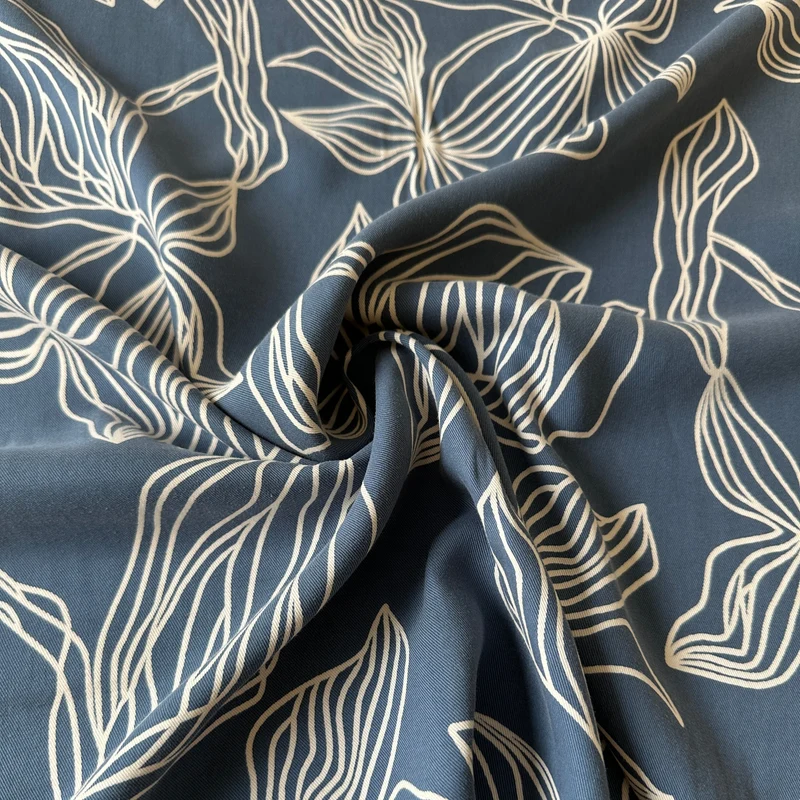 No. 1577 Tencel Print jeansblau | 1,40m