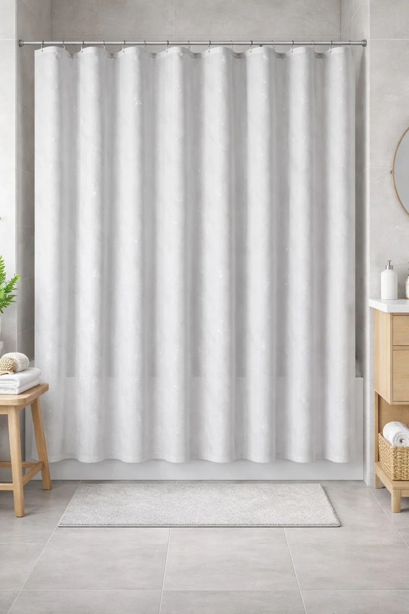 Textil-Duschvorhang Strass weiß silber BxH 180x200cm