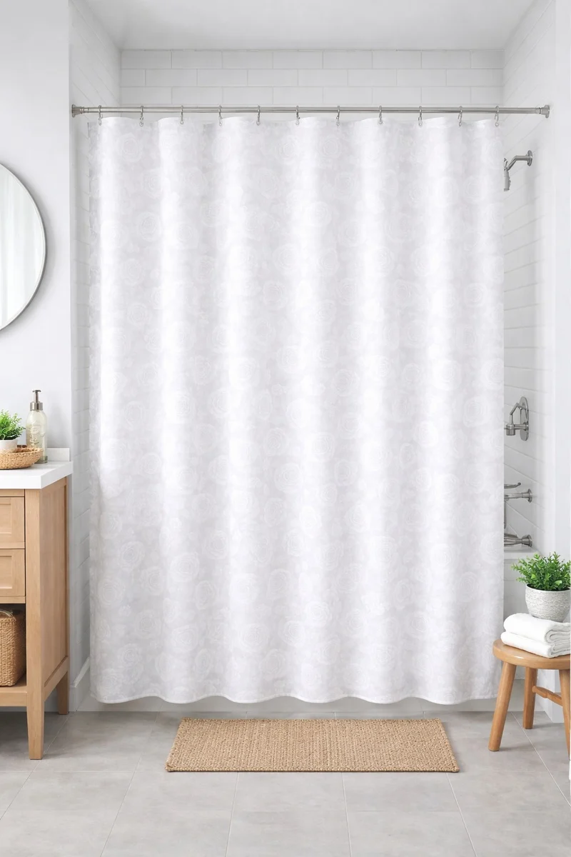 Textil-Duschvorhang Roses weiß BxH 180x200cm