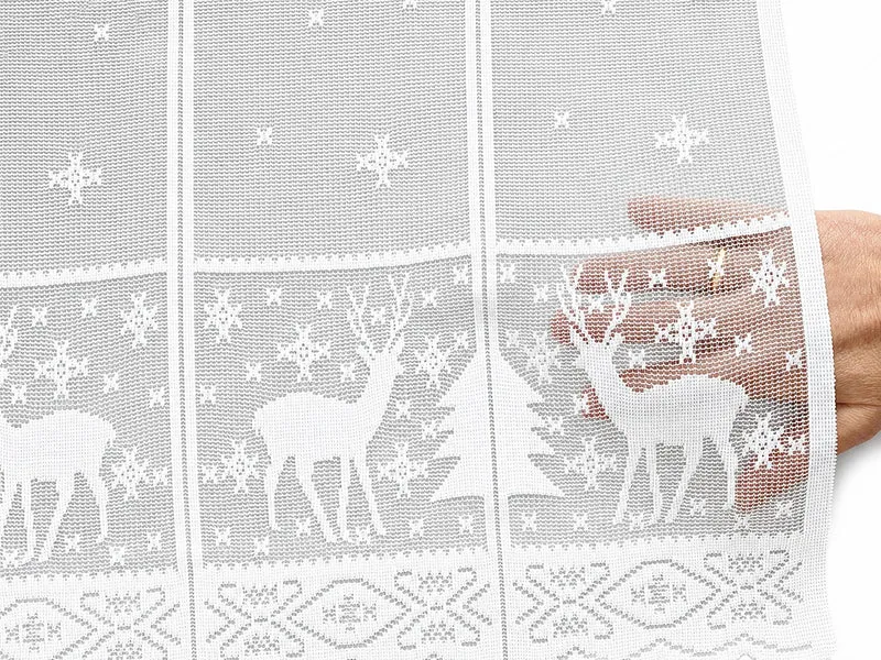 Scheibengardine Hirsch Schneeflocke HxB 50x140cm 2358