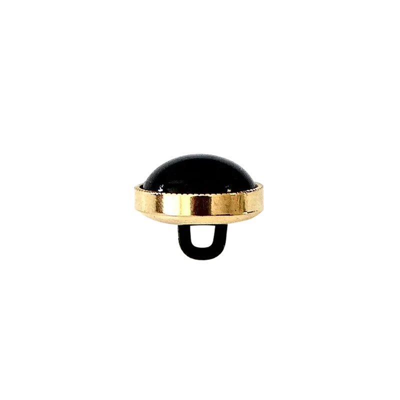 Polyesterknopf Öse, metallisiert, 11mm, gold, schwarz