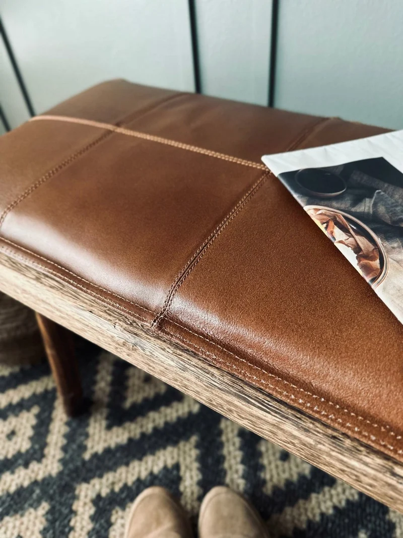 Sitzkissen aus Leder 90 cm - Cognac Büffelleder