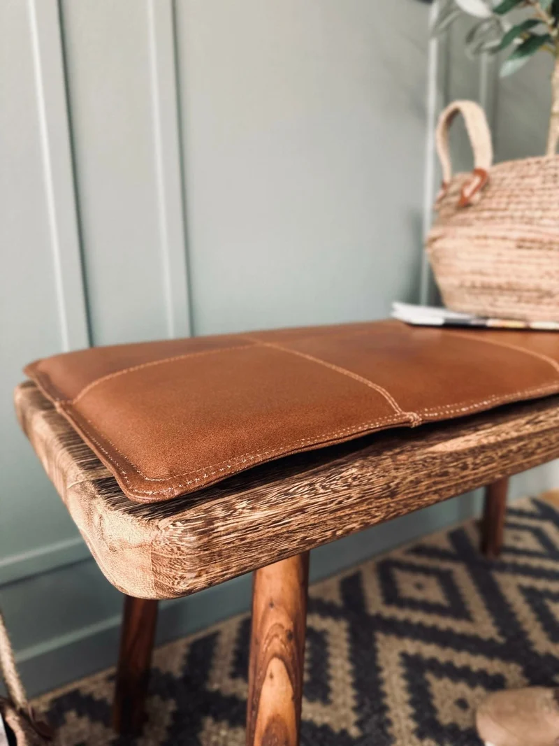 Sitzkissen aus Leder 90 cm - Cognac Büffelleder