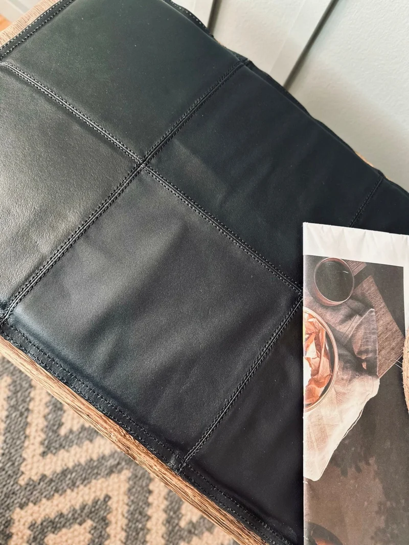 Sitzpolster aus Leder 90 cm – Schwarzes Büffelleder