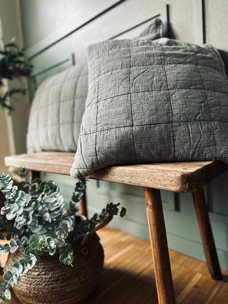 Kissenbezug STONE-WASHED Quilt – Nordic grey 50×70