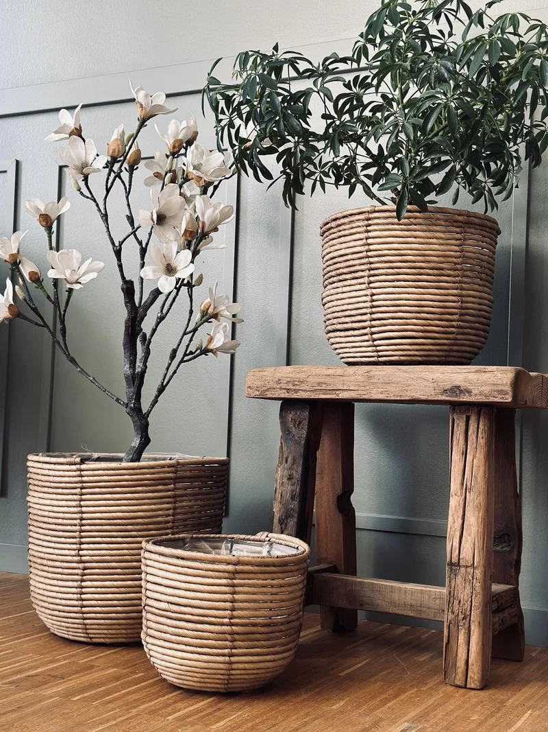 Pflanzenkörbe RATTAN – Set mit 3 Größen