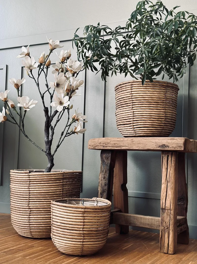 Pflanzenkörbe RATTAN – Set mit 3 Größen