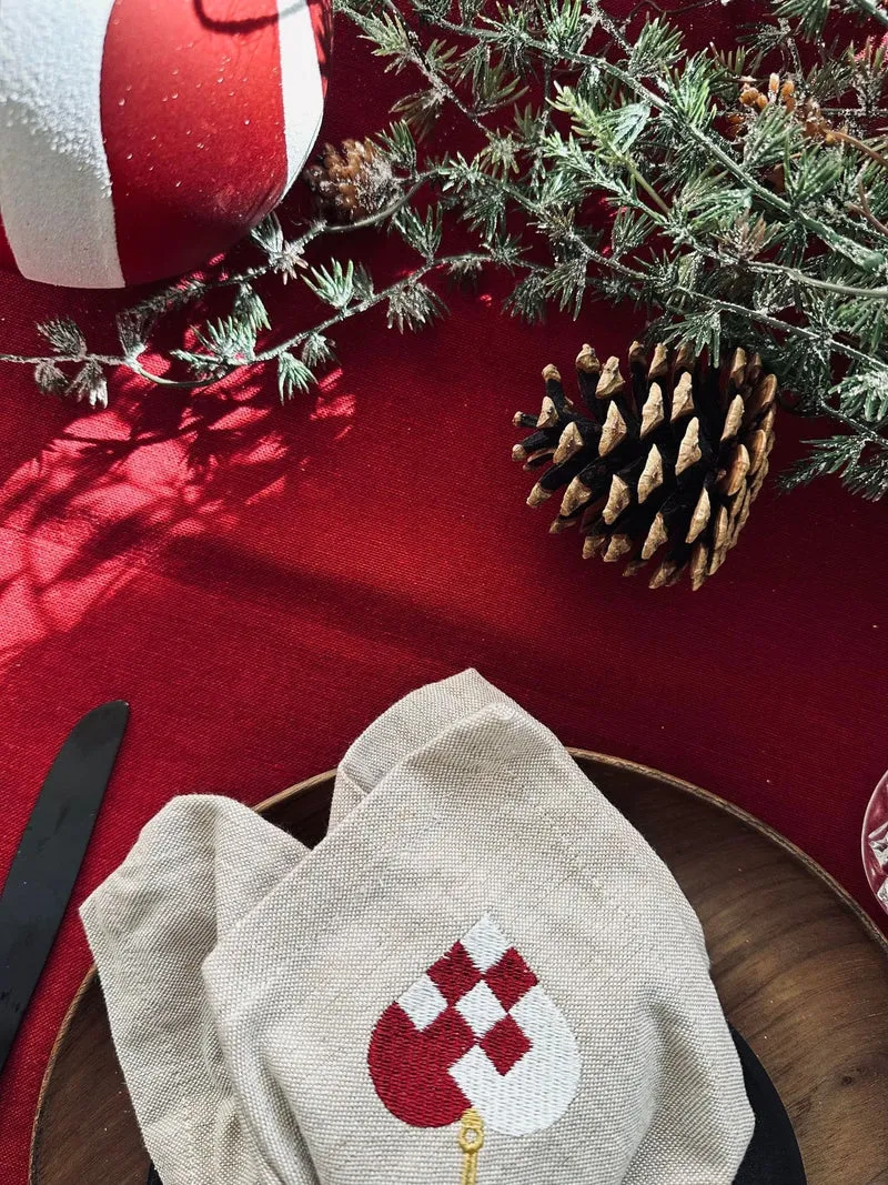 Tischdecke Weihnachtsrot Baumwolle - verschiedene Größen