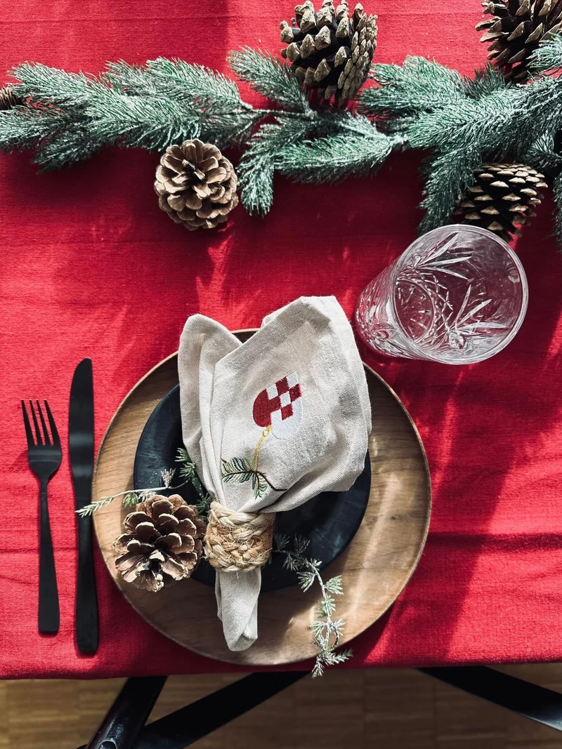 Tischdecke Weihnachtsrot Baumwolle - verschiedene Größen