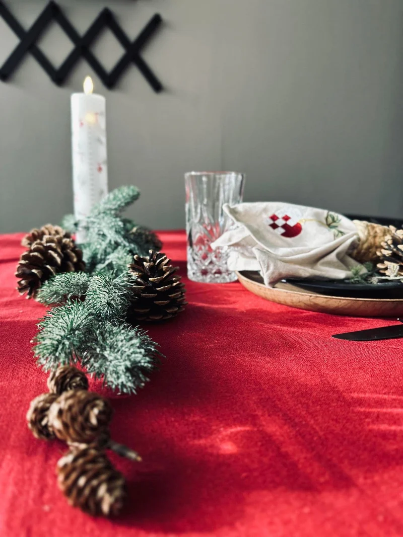 Tischdecke Weihnachtsrot Baumwolle - verschiedene Größen