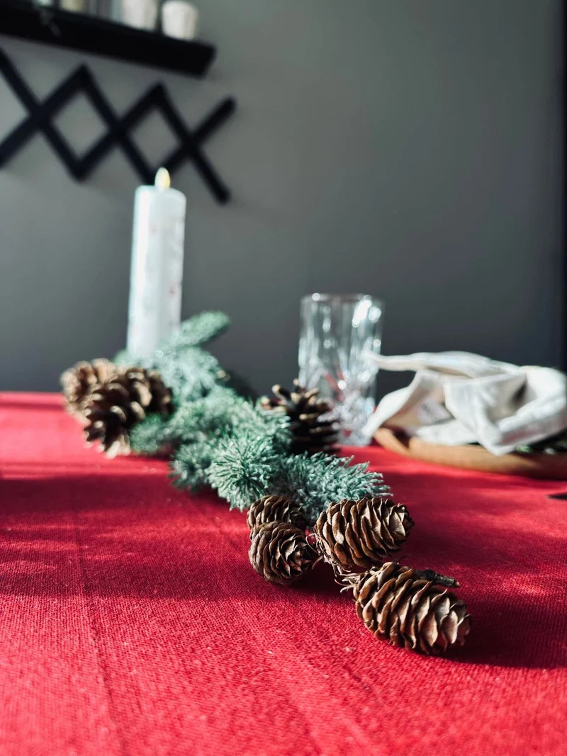 Tischdecke Weihnachtsrot Baumwolle - verschiedene Größen