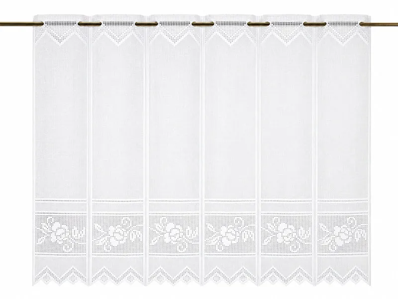 Nach Maß Scheibengardine Jacquard Bistrogardine Landhaus Rose in 3 versch. Höhen
