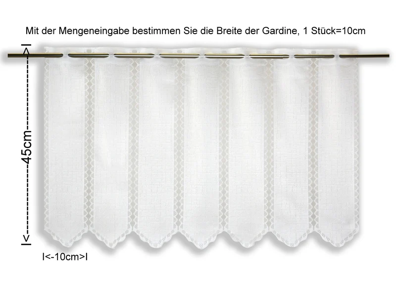 Nach Maß Scheibengardine weiß Höhe 30/45/60/90cm 7002