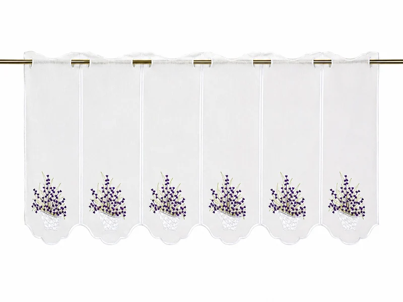 nach Maß Scheibengardine Lavendel lila weiß Bistrogardine Höhe 45cm Stick