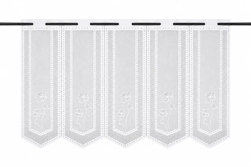 Scheibengardine Jacquard weiß Blume nach Maß