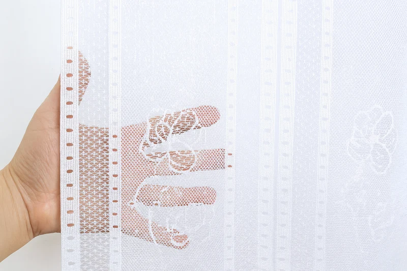 Scheibengardine Jacquard weiß Blume nach Maß