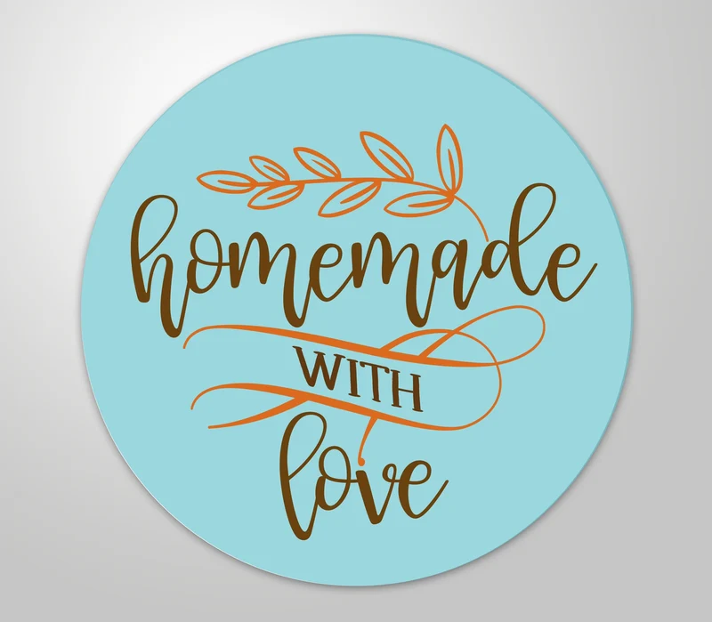 48x hochwertige Etiketten "homemade WITH love" rund hohe Klebekraft 4cm Aufkleber
