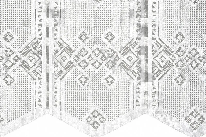 Nach Maß Scheibengardine Jacquard weiß mit Rautenmuster in 4 versch. Höhen